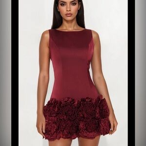 Oh Polly Deep Red Floral Mini Dress